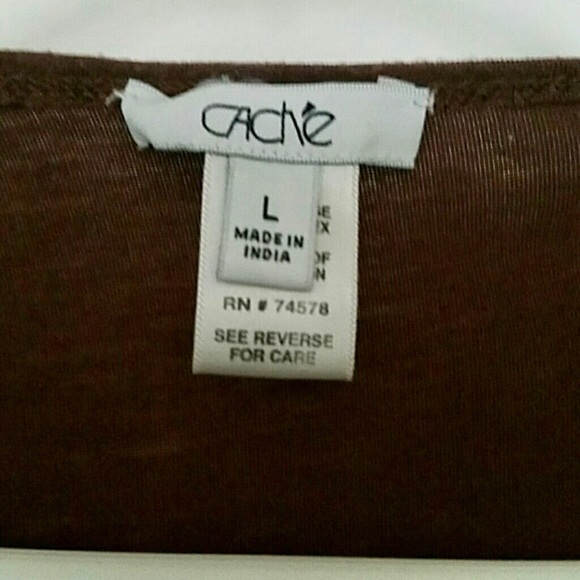 Cache Chocolate Brown Top with Beaded embelishment - Picture 3 of 4